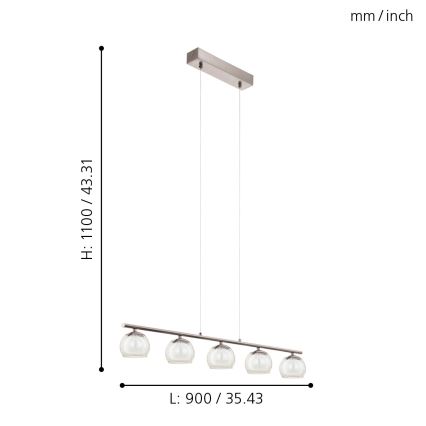 Eglo 94319 - LED piekarama lampa ASCOLESE 5xLED/3.3W/230V