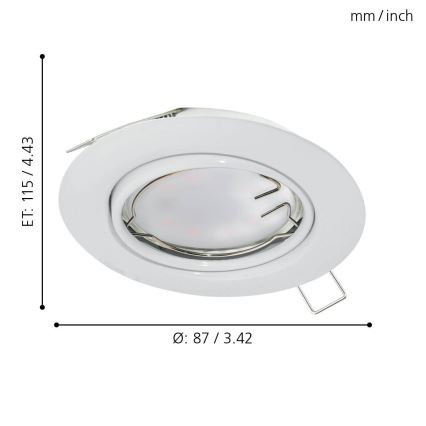 Eglo - KOMPLEKTS 3x LED Iegremdējama lampa PENETO 3xGU10-LED/5W/230V