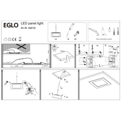 Eglo 94519 - LED Iegremdējama lampa FUEVA 1 LED/2,7W/230V