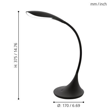 Eglo - regulējama LED galda lampa LED/4,5W/230V melna