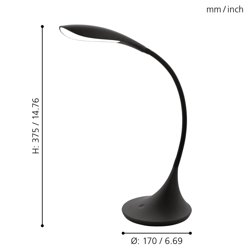 Eglo - regulējama LED galda lampa LED/4,5W/230V melna