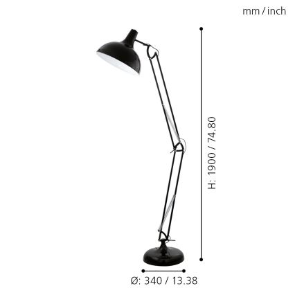 Eglo - Grīdas lampa 1xE27/60W/230V