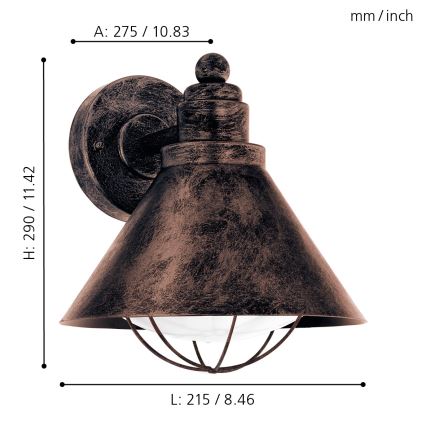 Eglo - Āra lampa 1xE27/40W/230V IP44
