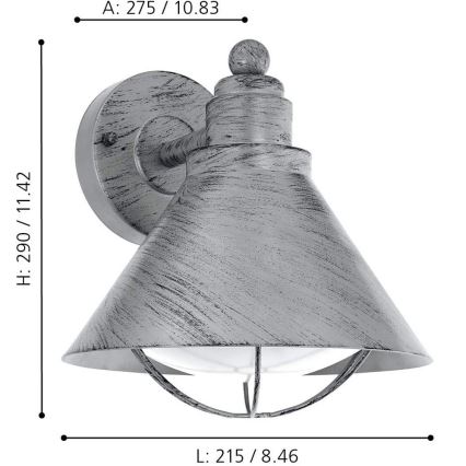 Eglo 94859 - Āra lampa BARROSELA 1xE27/40W/230V IP44