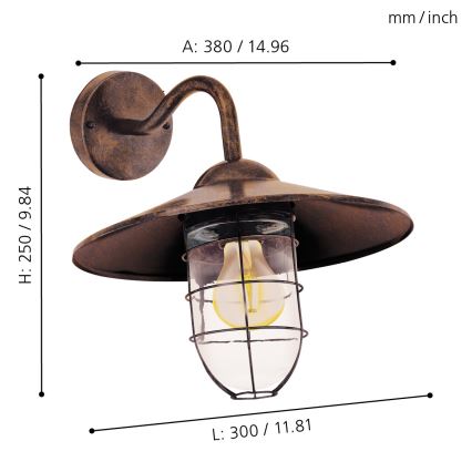 Eglo - Āra lampa 1xE27/60W/230V IP44