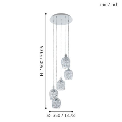 Eglo - Lustra ar auklu 5xE27/60W/230V