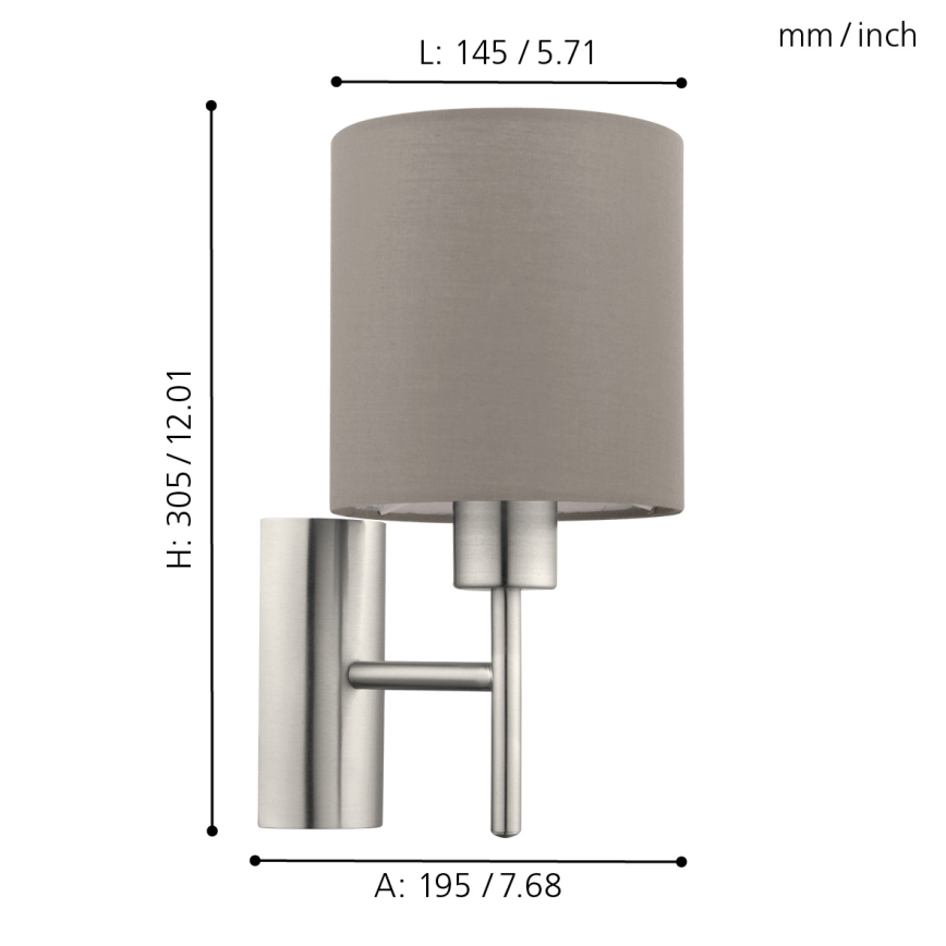 Eglo - Sienas lampa 1xE27/60W/230V taupe