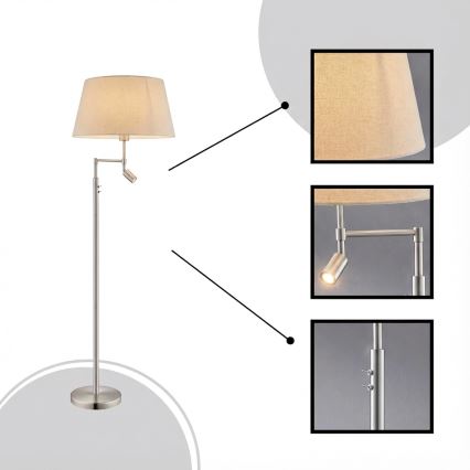 Eglo - Grīdas lampa 1xE27/60W + LED/2,1W