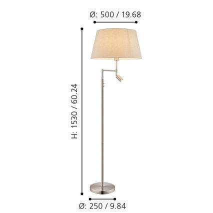 Eglo - Grīdas lampa 1xE27/60W + LED/2,1W