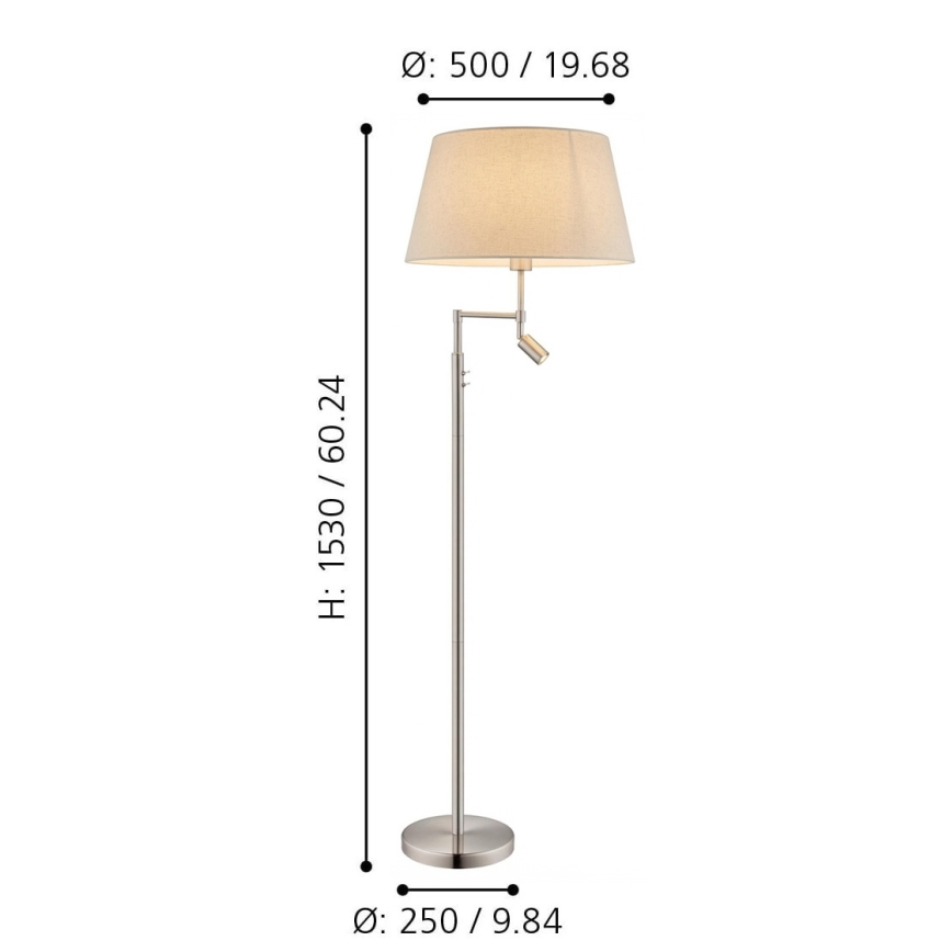 Eglo - Grīdas lampa 1xE27/60W + LED/2,1W