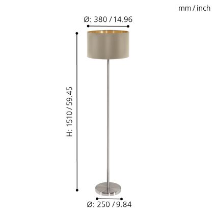 Eglo - Grīdas stāvlampa 1xE27/60W/230V taupe