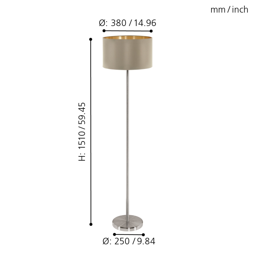 Eglo - Grīdas stāvlampa 1xE27/60W/230V taupe