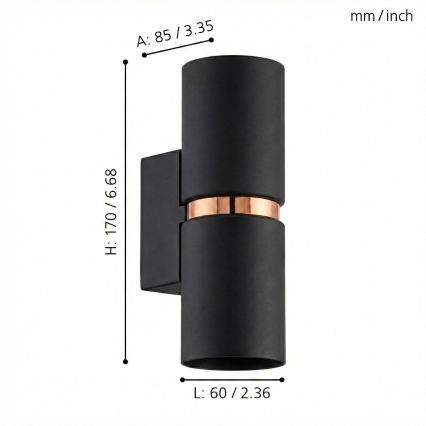 Eglo 95371 - LED sienas gaismeklis PASSA 2xGU10-LED/4W/230V