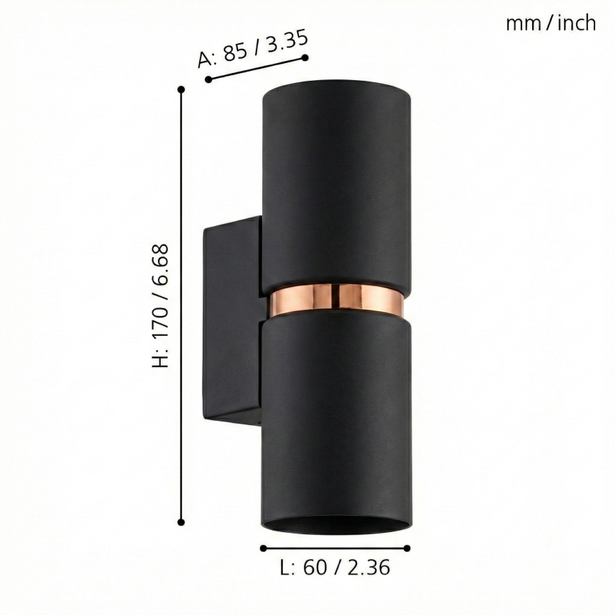 Eglo 95371 - LED sienas gaismeklis PASSA 2xGU10-LED/4W/230V