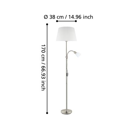 Eglo 95686 - Stāvlampa CONESA 1xE27/60W + 1xE14/40W