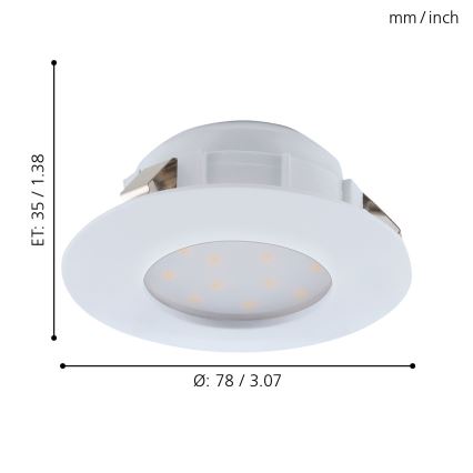 Eglo - 3x LED vannasistabas iebūvējamais griestu gaismekļu komplekts PINEDA LED/4,9W/230V IP44