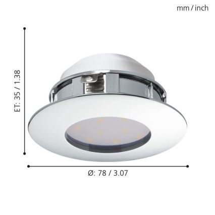 Eglo - KOMPLEKTS 3x LED iebūvējams griestu gaismeklis PINEDA 1xLED/4,9W/230V