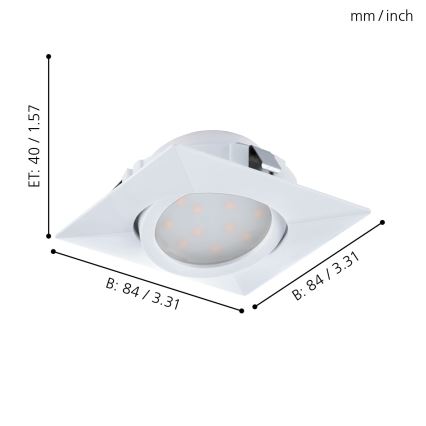 Eglo - komplekts 3 gab. iebūvējami LED griestu gaismekļi PINEDA LED/4,9W/230V