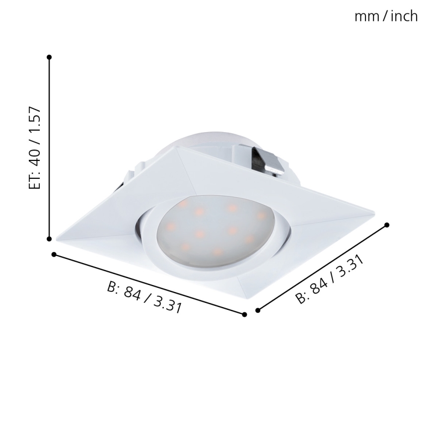 Eglo - komplekts 3 gab. iebūvējami LED griestu gaismekļi PINEDA LED/4,9W/230V
