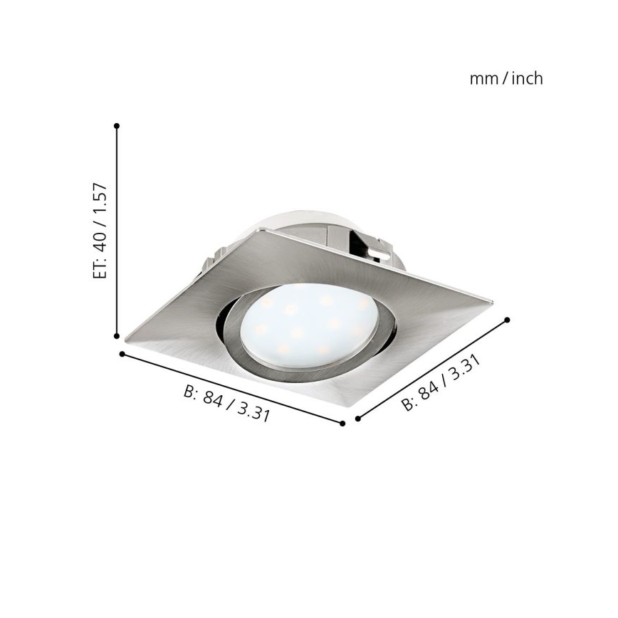 Eglo - KOMPLEKTS 3x LED iebūvējams griestu gaismeklis PINEDA 1xLED/4,9W/230V