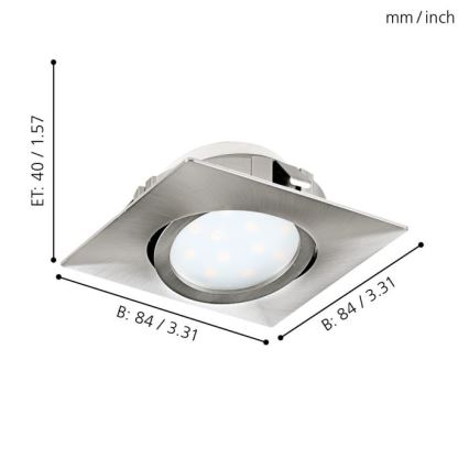 Eglo - Komplekts 3x LED iebūvējamie griestu gaismekļi PINEDA LED/4,9W/230V