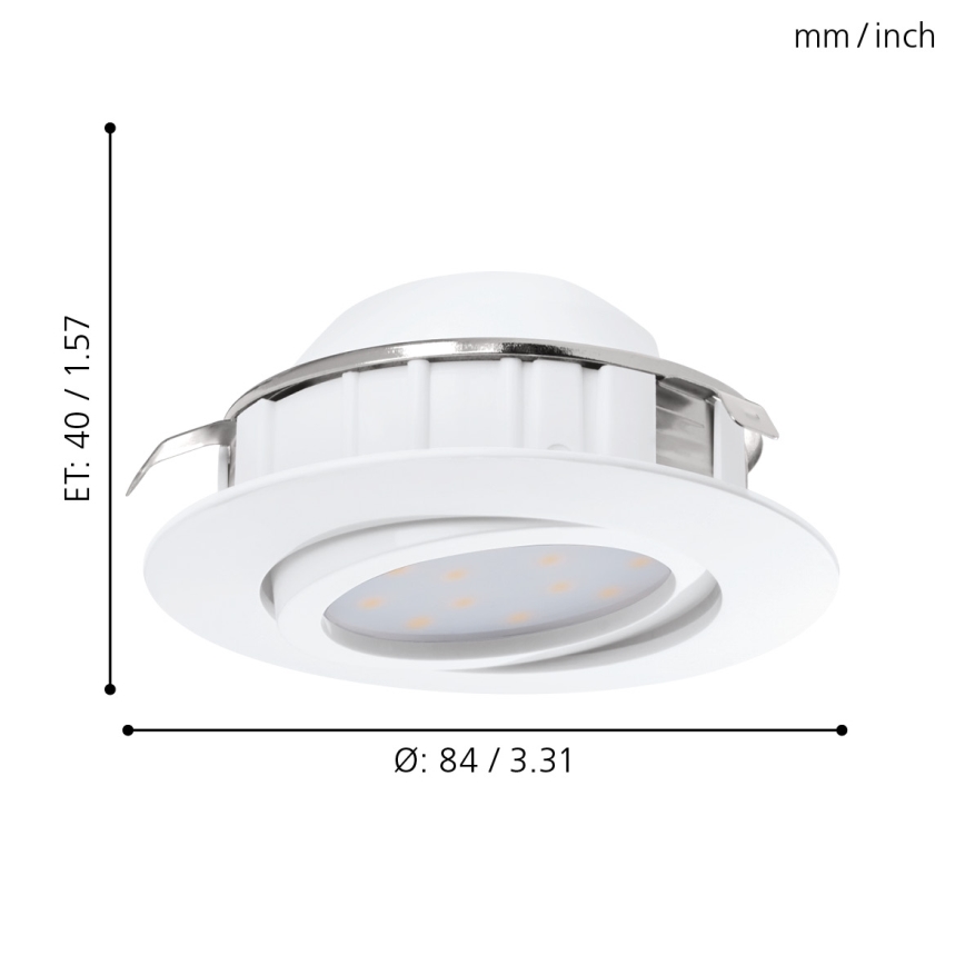 Eglo - Komplekts 3x regulējami LED iebūvējamie griestu gaismekļi PINEDA LED/5,5W/230V