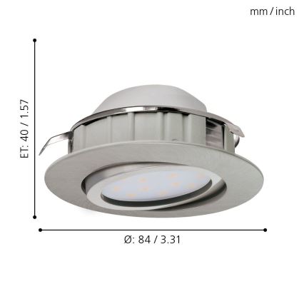 Eglo - Komplekts 3x LED iebūvējamie griestu gaismekļi PINEDA LED/6W/230V