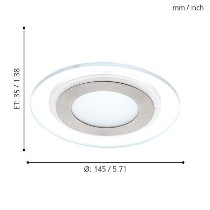 Eglo - LED iebūvējams griestu gaismeklis 1xLED/11W/230V