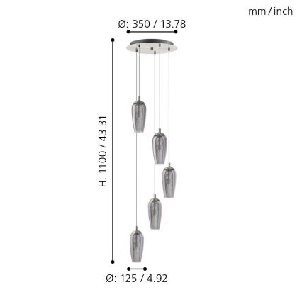 Eglo 96345 - LED lustra ar auklu FARSALA 5xG9/2,5W/230V