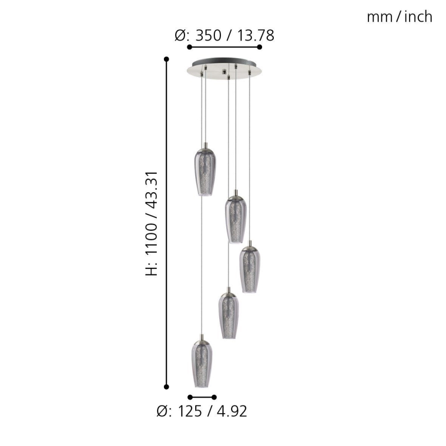 Eglo 96345 - LED lustra ar auklu FARSALA 5xG9/2,5W/230V