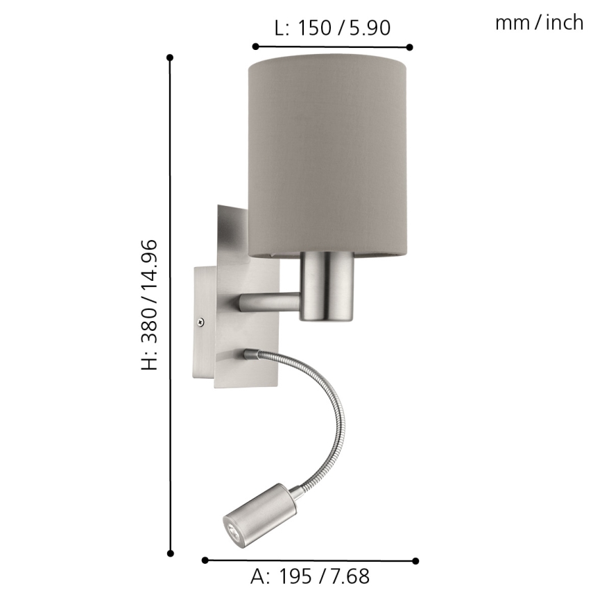 Eglo - LED Pielāgojama lampa 1xE27/40W+LED/3,8W taupe