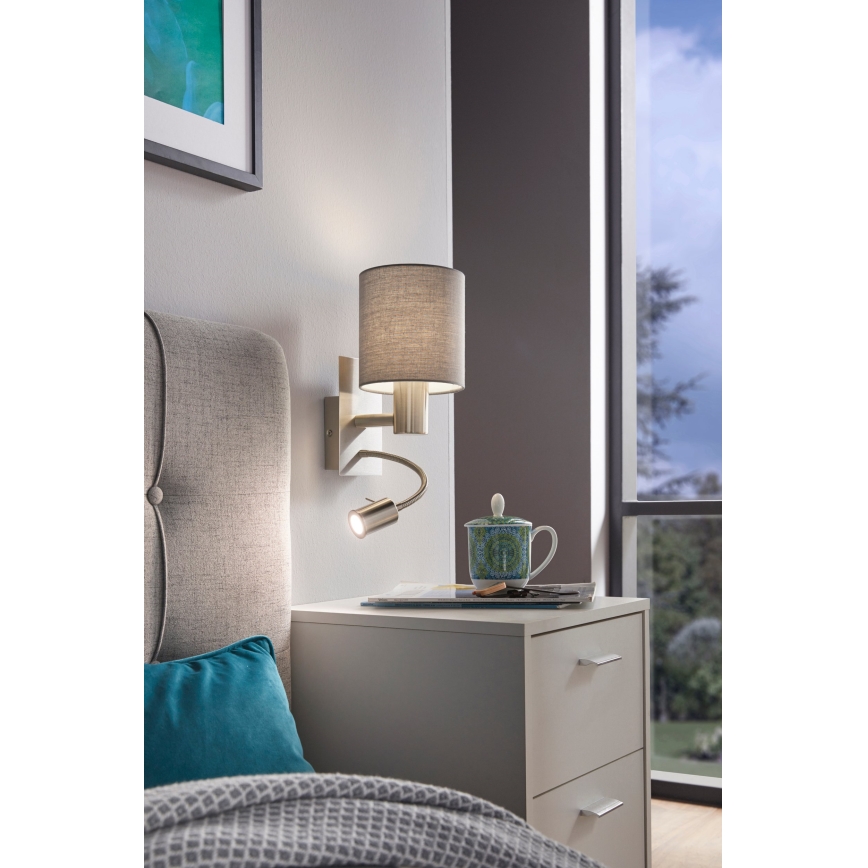 Eglo - LED Pielāgojama lampa 1xE27/40W+LED/3,8W pelēka