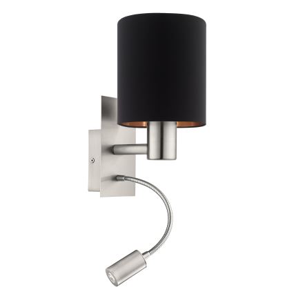 Eglo - LED Pielāgojama lampa 1xE27/40W+LED/3,8W melna