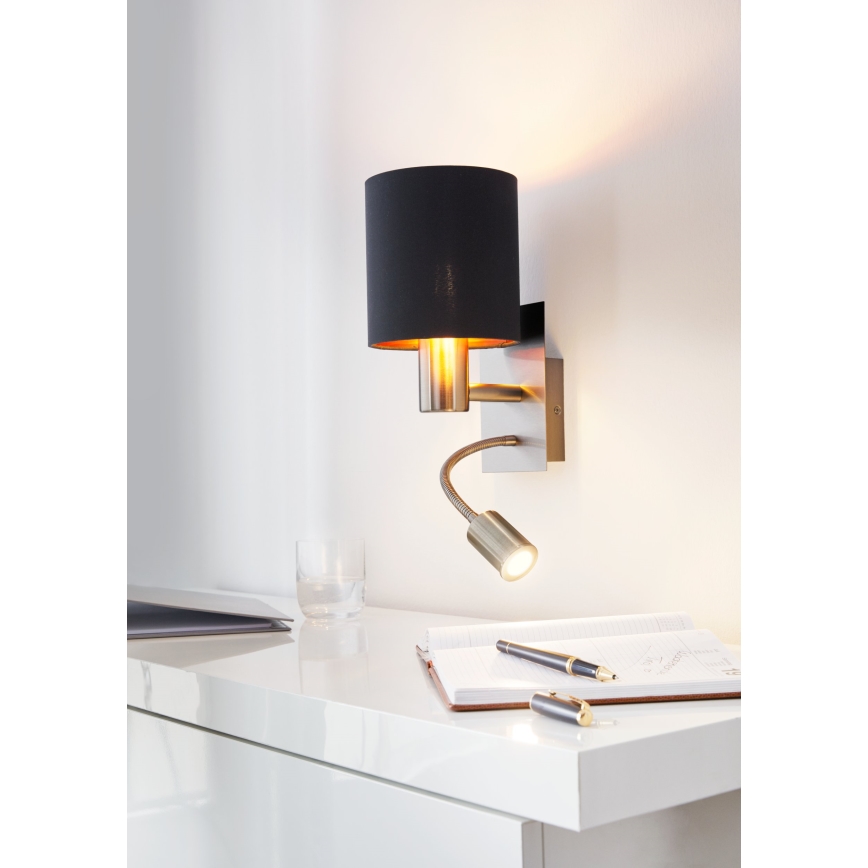 Eglo - LED Pielāgojama lampa 1xE27/40W+LED/3,8W melna