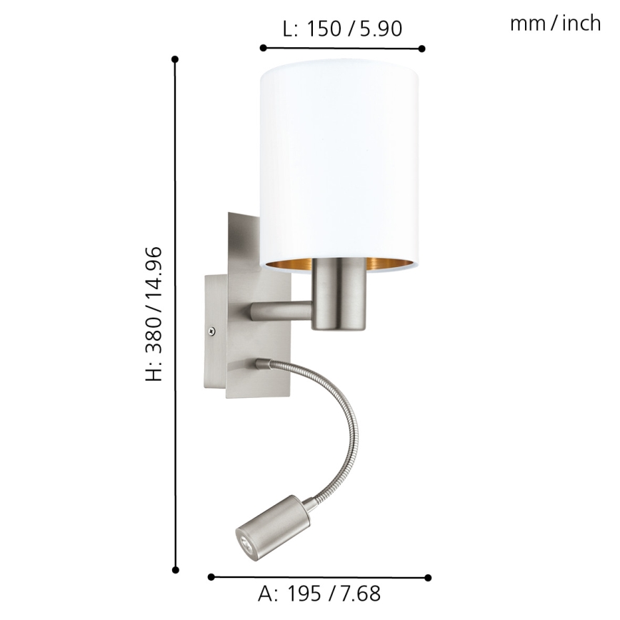 Eglo - LED elastīgais gaismeklis 1xE27/40W/230V + LED/3,8W balts