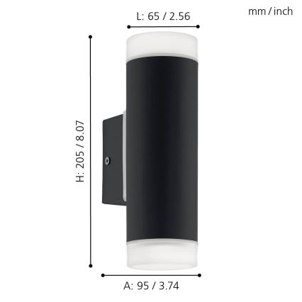 Eglo - Āra LED sienas gaismeklis 2xGU10/5W IP44