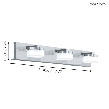 Eglo - LED Aptumšojama Vannas istabas sienas lampa 3xLED/7,2W/ IP44