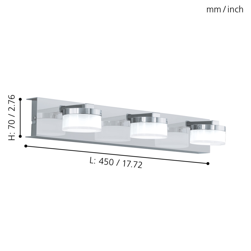 Eglo - LED Aptumšojama Vannas istabas sienas lampa 3xLED/7,2W/ IP44