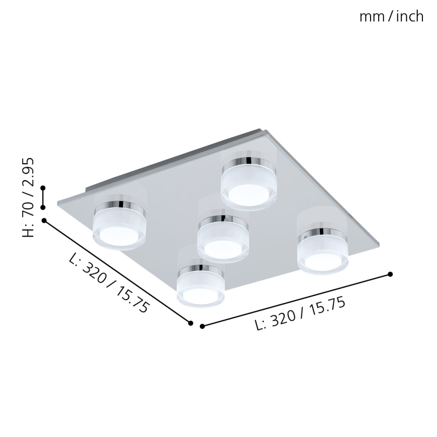Eglo - LED Aptumšojama vannas istabas griestu lampa 5xLED/7,2W/ IP44