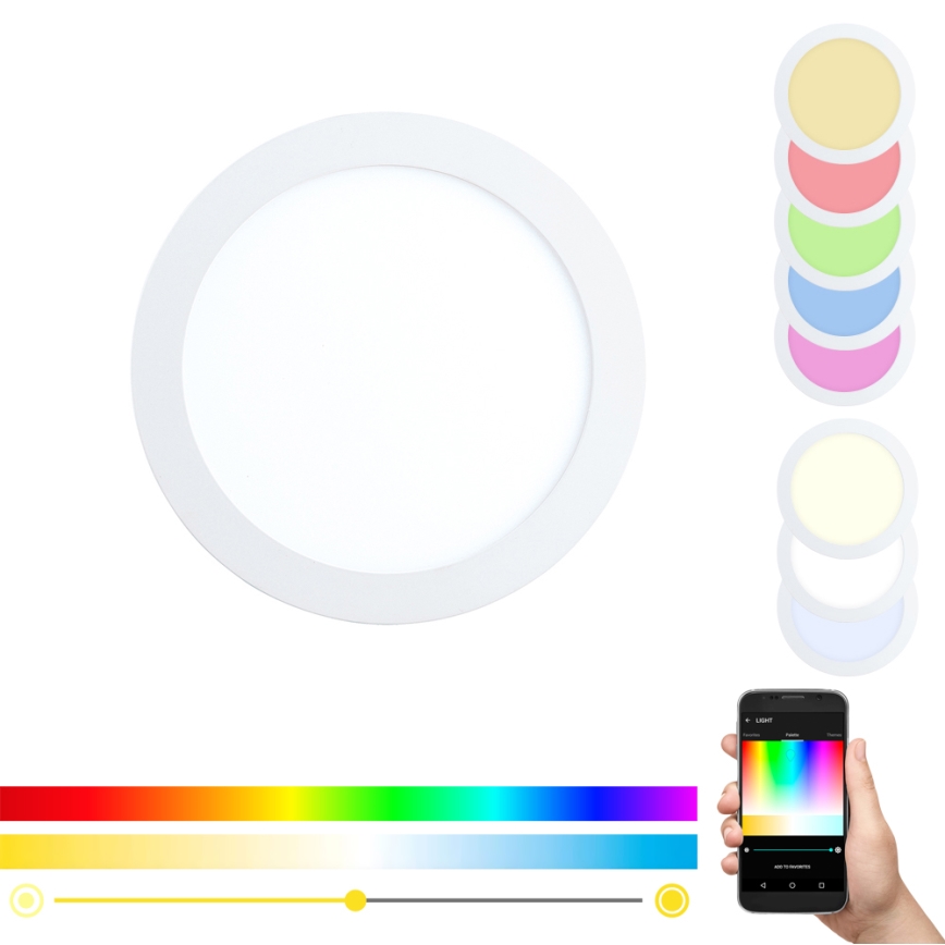 Eglo - LED RGBW aptumšojams iebūvējams griestu gaismeklis FUEVA-C LED/15,6W/230V Ø 22,5 cm