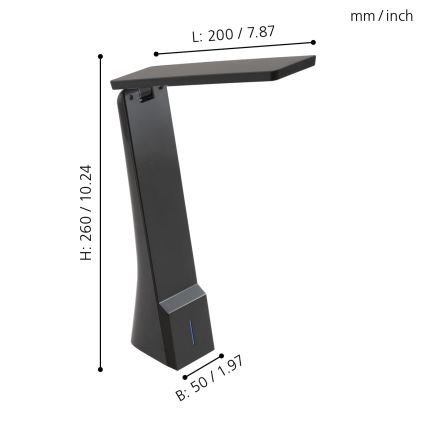 Eglo - LED Aptumšojama galda lampa 1xLED/1.8W/230V melna