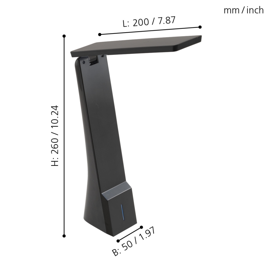 Eglo - LED Aptumšojama galda lampa 1xLED/1.8W/230V melna