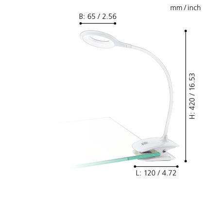 Eglo - LED Aptumšojama lampa ar fiksatoru 1xLED/3W/230V 500 mAh balta