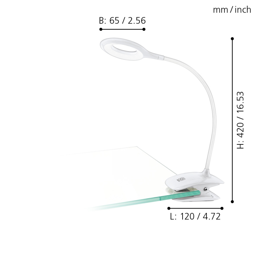 Eglo - LED Aptumšojama lampa ar fiksatoru 1xLED/3W/230V 500 mAh balta