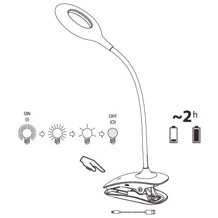 Eglo - dimējama LED lampa ar skavu LED/3W/5V 500 mAh balta