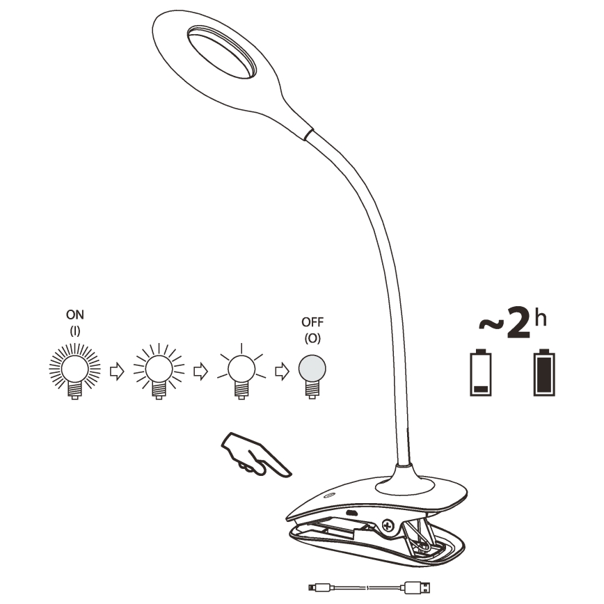 Eglo - dimējama LED lampa ar skavu LED/3W/5V 500 mAh balta