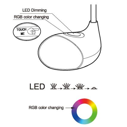 Eglo - regulējama LED galda lampa LED/2,2W+0,3W/230V RGB