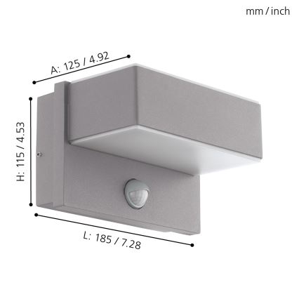 Eglo - LED Āra Sienas Apgaismojums ar sensoru 2xLED/5,6W/230V