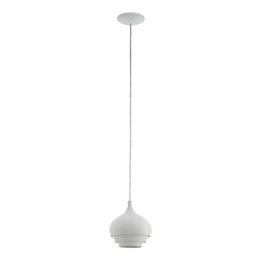 Eglo 97212 - Lustra ar auklu CAMBORNE 1xE27/60W/230V balts apkārtmērs 190 mm