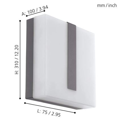Eglo 97219 - LED Aptumšojama āra lampa TORAZZA-C LED/14W/230V IP44